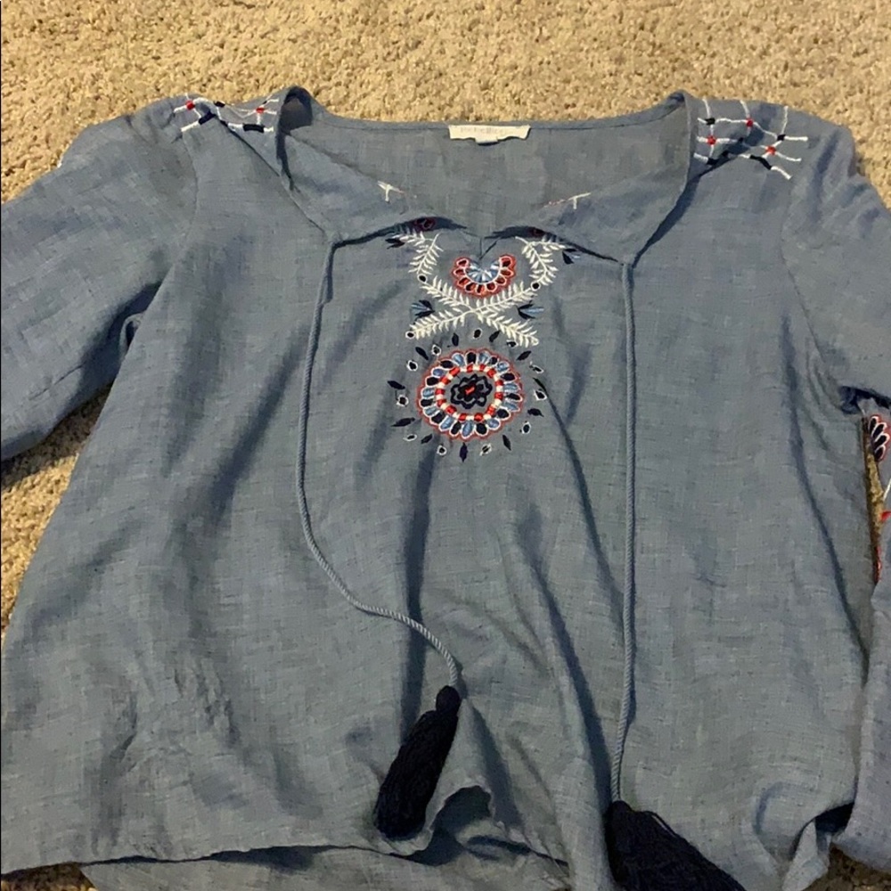 Blue long sleeve blouse